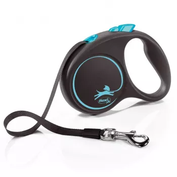 Flexi Automatic -hihna musta Design S 5 m, sininen