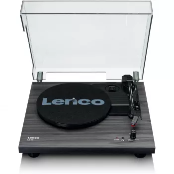 Hihnavetoinen audiosoitin Lenco LS-10 musta sisäänrakennetuilla kaiuttimilla, 33/45 kierr./min, RCA-lähtö, kuulokeliitäntä