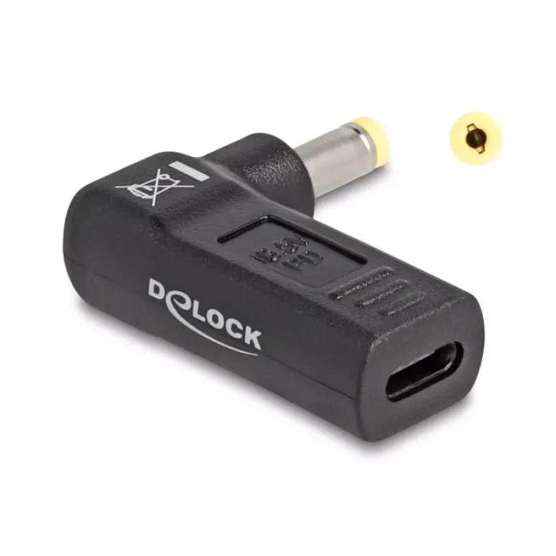 DeLOCK adapteri USB Type-C naaras - HP 4,8 x 1,7 mm uros 90° kulma