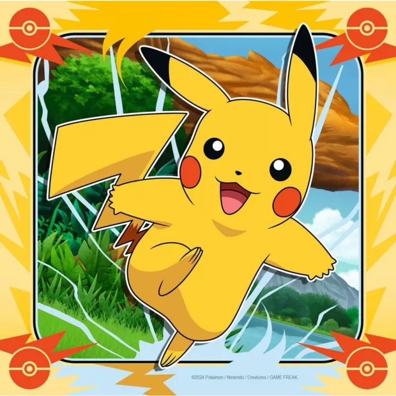 Palapeli Ravensburger Pikachu, Charizard ja Eevee — 147 palaa, 5 vuodesta, 210 × ? mm