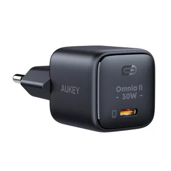 Virtalähde Aukey PA-B1L USB-C 30W musta — kompakti USB-C PD -virtasovitin