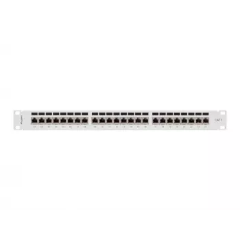 Patch-paneeli 1U LANBERG PPS7-1024-S – 24-porttinen, Cat7, F/UTP, metalli, 1U (445×102×44,5 mm)