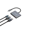 USB-C 3-in-1-keskitin CANYON DS-3 tummanharmaa – USB-C USB-A + HDMI + PD-läpivienti