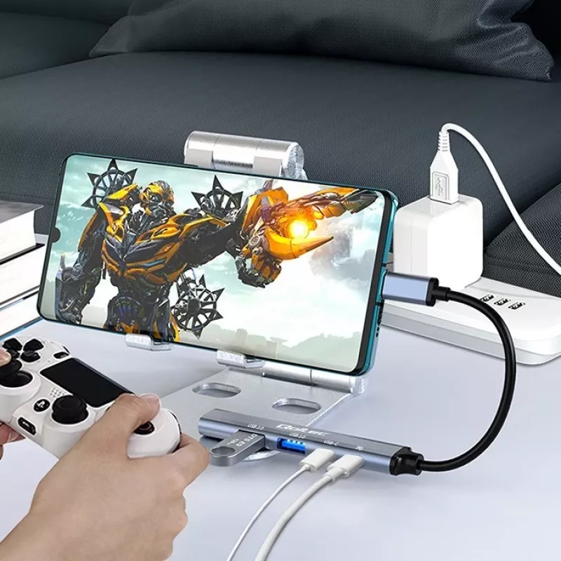 Qoltec 53790 keskitin sovitin USB-C 3.1 5in1 | USB-C PD | USB-C | 2x USB 2.0 | USB 3.0