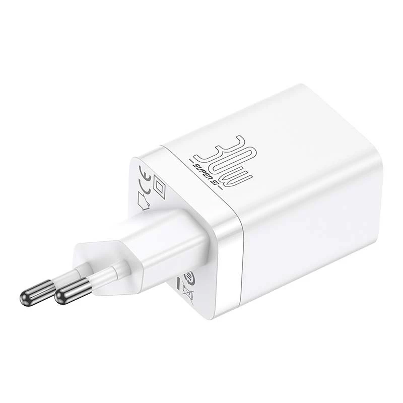 Baseus Super Si Pro -pikalaturi USB + USB-C 30W (valkoinen)