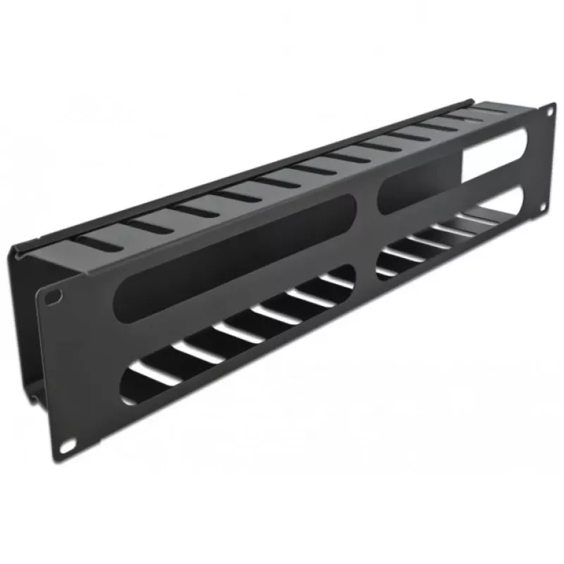 DeLOCK - kaapelinhallintalevy sähkökaappiin - musta - 2U - 48,3 cm (19) (66553)