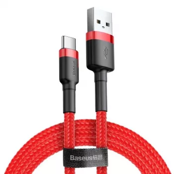 USB 2.0 A - USB-C -kaapeli Baseus CATKLF-B09 1m QC3.0 nailonpunos punainen, pikalataus ja datan synkronointi