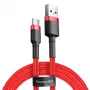 USB 2.0 A - USB-C -kaapeli Baseus CATKLF-B09 1m QC3.0 nailonpunos punainen, pikalataus ja datan synkronointi