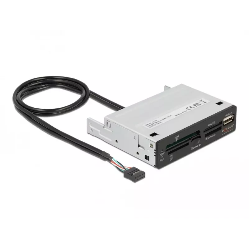 DeLOCK 91708 kortinlukija USB 2.0 sisäinen musta harmaa CF SD MicroSD