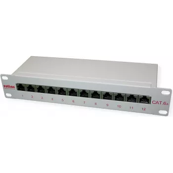 ROTRONIC-SECOMP Roline - patch-paneeli - CAT 6a - RJ-45 X 12 - harmaa - 1U - 25,4 cm (10)