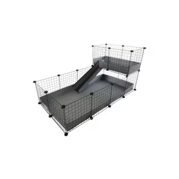 C&C Modular Cage C&C 4x2 Loft 2x1 ja harmaalla rampilla – c&c modulaarinen pieneläinhäkki marsuille, 145×75×75 cm, 10 kg