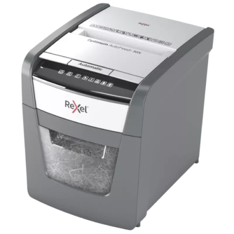 Rexel Optimum AutoFeed+ 50X silppuri automaattisella syötöllä, silppuleikkaus, P4