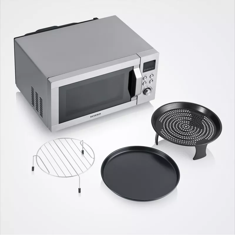 Yhdistelmämikroaaltouuni SEVERIN MW 7918, vapaasti seisova, 25 L, 900 W, LED-näyttö, hopea