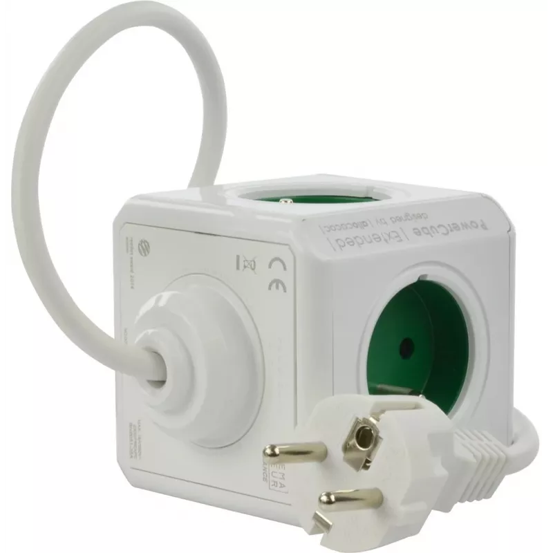 Allocacoc PowerCube Extended tyyppi E pistorasia 1,5 m 5 AC-pistorasiaa sisäkäyttö vihreä