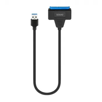 SAVIO SATA - USB 3.1 Gen 1 -liitäntäkaapeli AK-68, SATA-pistorasia - USB-A-pistoke, 5 Gbit/s, 0,25 m, musta
