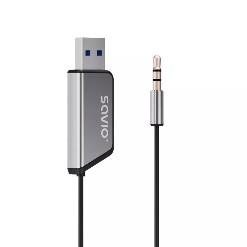 Savio TR-16 lähetin AUX-adapteri handsfree-toiminnolla, Bluetooth 5.3, Google Assistant/Siri
