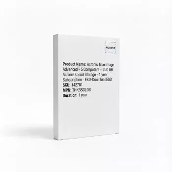 Acronis True Image Advanced - 5 tietokonetta + 250 GB Acronis Cloud -tallennustilaa - 1 vuoden tilaus - ESD-latausESD