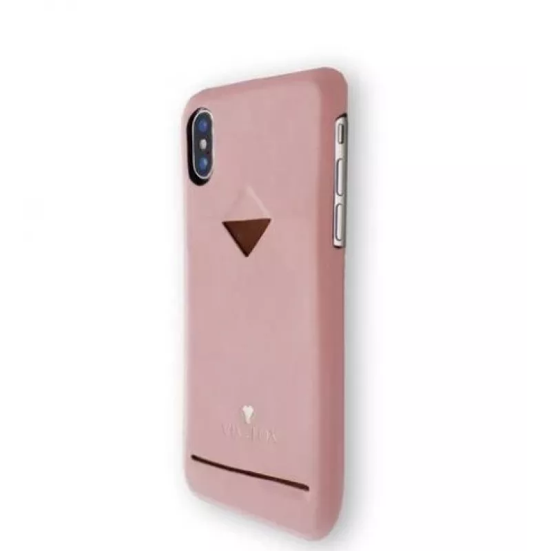 VixFox puhelimen takakuori iPhone XSMAX - korttipaikka, vaaleanpunainen
