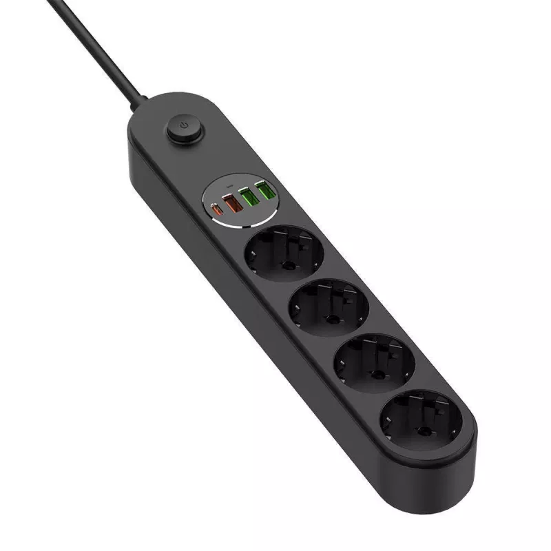 Jatkojohto ColorWay CW-CHE44PDB — 4 pistorasiaa, 2 USB-porttia