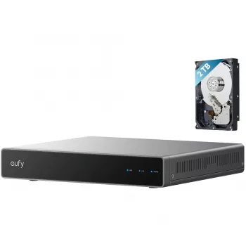 Verkkovideotallennin Eufy S4 – 8-kanavainen NVR, 4K (3840x2160), 2 TB HDD, laajennettavissa 16 TB:iin, musta/harmaa