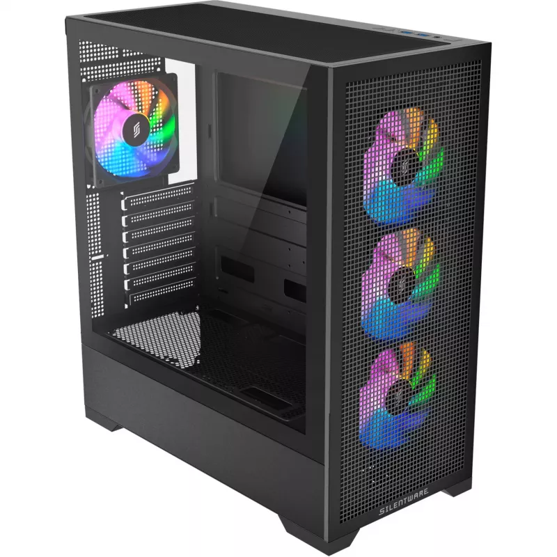PC-kotelo Silentware Core 100 A-RGB musta — malli CORE100Schwarz, A-RGB-valaistus, Mid-Tower-kokoluokka