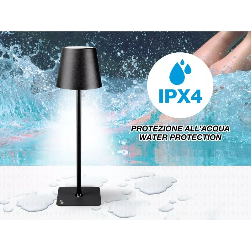 Beper P201UTP118 ladattava LED-pöytävalaisin, 1,5 W, kosketuskytkin, himmennettävä, 33 mm:n pullosovitin, vedenkestävä, musta