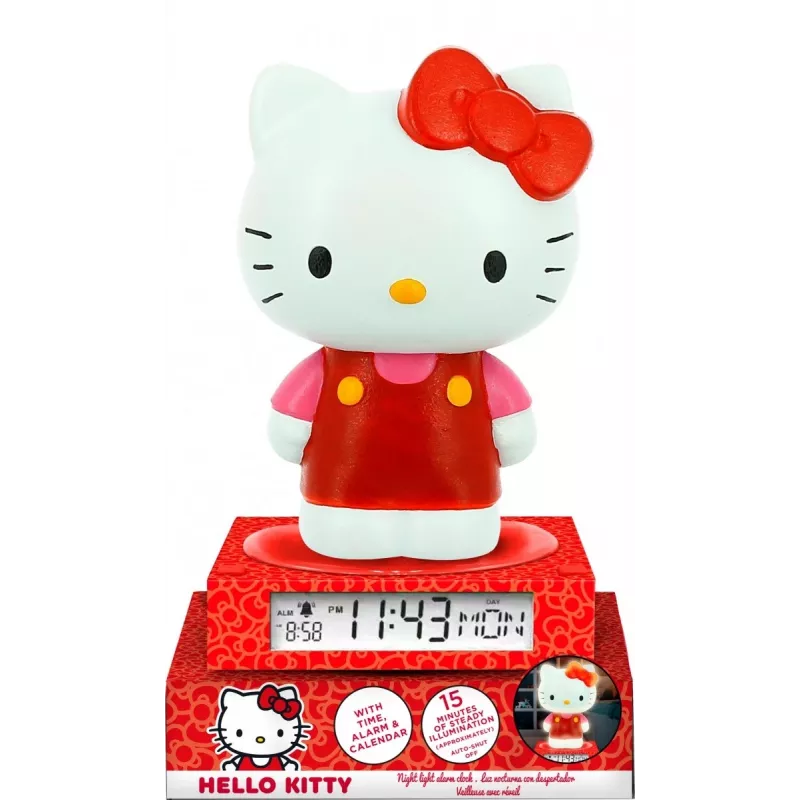 3D-yövalo Kids Euroswan HK50198 Hello Kitty -kuosilla ja sisäänrakennetulla herätyskellolla