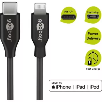 Lataus- ja synkronointikaapeli Goobay Lightning - USB-C 0,5 m