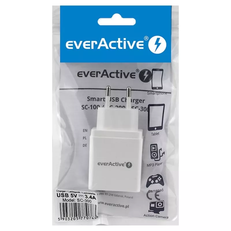 Everactive PUHELIMEN LATURI 3X USB 3, 4A VALKOINEN