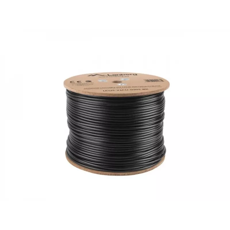 Verkkokaapeli LANBERG Cat5e U/UTP LCU5-21CU-0305-BK, 305 m, 24 AWG, PVC-vaippa, musta