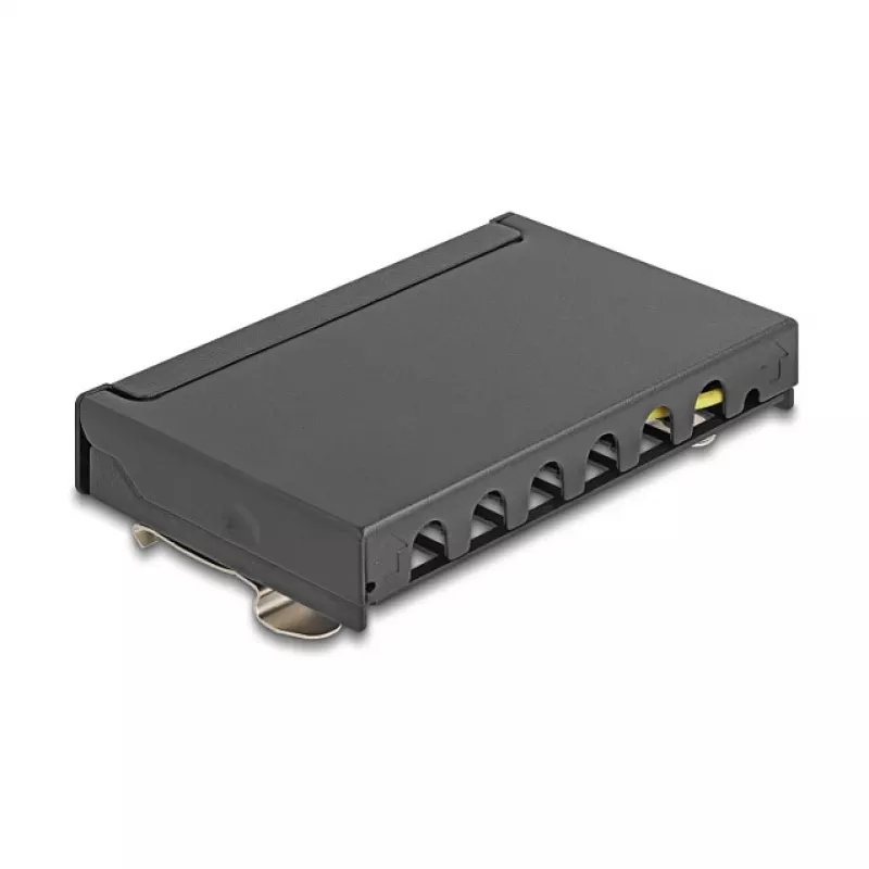 Patch-paneeli DELOCK Mini Desktop RJ45 6-porttia Cat.6A suojattu, metalli, musta, 80×22×125 mm