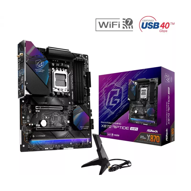 Emolevy ASRock X870 Riptide WiFi — ATX, AMD X870, Socket AM5, DDR5, 4 DIMM, 256 GB, Wi-Fi 7, 2,5GbE