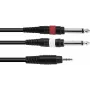Audio-adapterikaapeli Omnitronic 3,5 mm - 2×3,5 mm, 3 m, musta