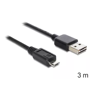 USB-kaapeli DeLOCK EASY-USB 2.0-A - USB 2.0 Micro-B 3 m