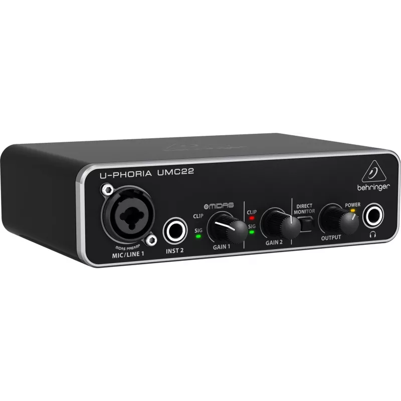 Behringer UMC22 täydentävä musiikkivaruste Concert/Studio etuvahvistin