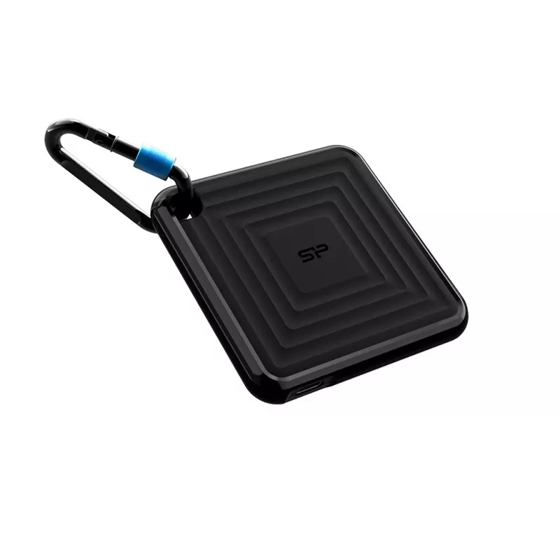 Ulkoinen SSD Silicon Power 512 GB kannettava USB Type-C 3.2 Gen 2 PC60, 540/500 MB/s, 256-bit AES, putoamiskestävä, musta