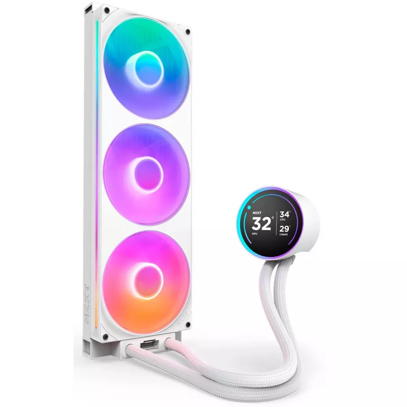 Kraken Elite 420 RGB 420 mm, nestetuuletus valkoinen