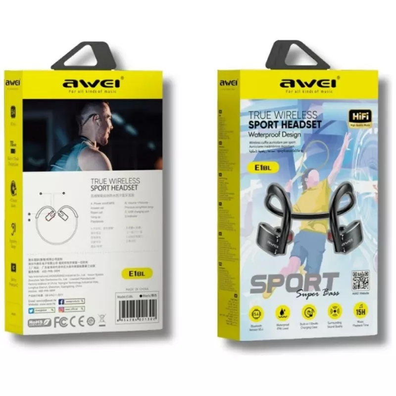 Bluetooth-kuulokkeet Awei E1BL Sport musta
