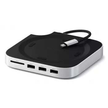 Satechi kannettavan telakka/porttireplikaattori ST-GNMMES — johdollinen USB 3.2 Gen 2 Type-C -keskitin, USB-A & SD, hopea