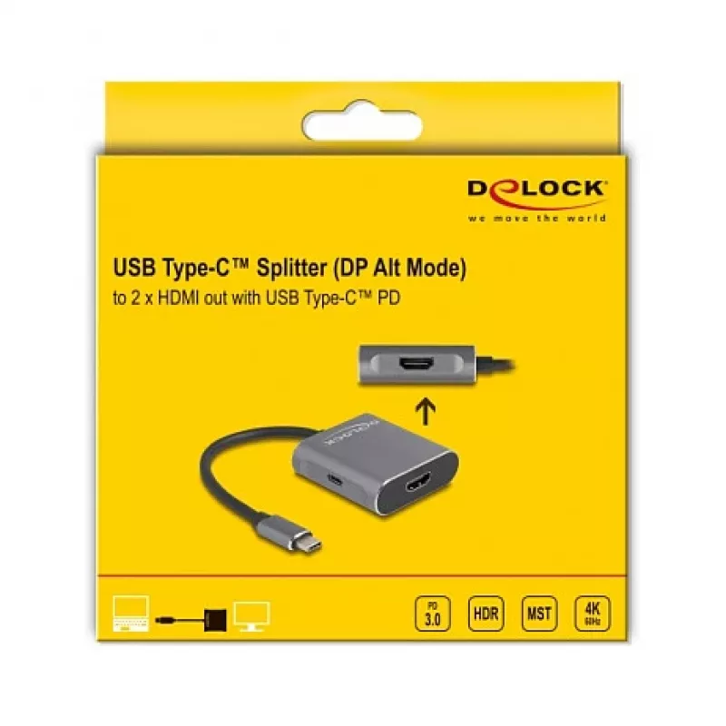 DeLOCK USB Type-C -jakaja DP Alt Mode 2 x HDMI MST 3840x2160