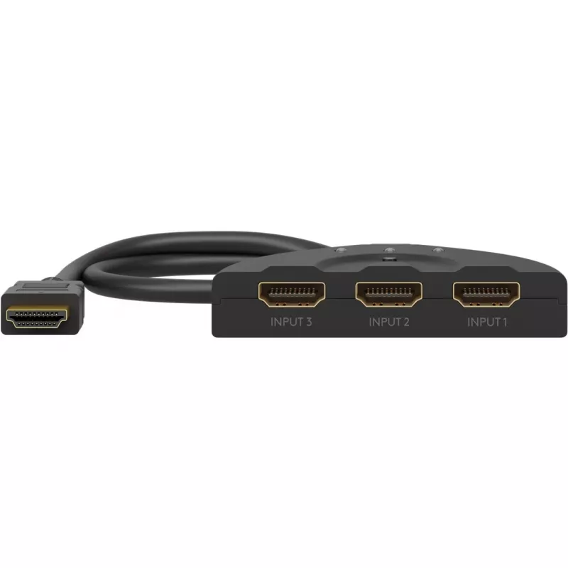 HDMI-vaihtokotelo 3 to 1 (4K @ 60Hz), HDMI-kytkin (musta, 55cm kaapeli)