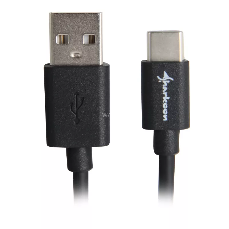 USB 2.0 A - USB-C -kaapeliadapteri Sharkoon 0,5 m, musta