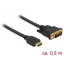 Videokaapeliadapteri DeLOCK 85651 0,5 m HDMI tyyppi A DVI musta