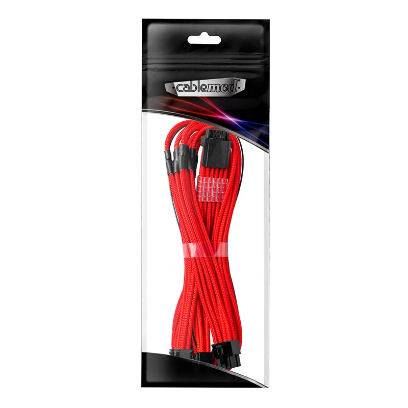 CableMod C-Series PRO ModMesh 12VHPWR–3x-PCIe-kaapeli Corsairille - 60 cm, punainen