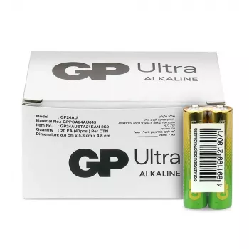Alkaliparistot GP Battery Ultra AAA LR03 1,5V — 40 kpl:n pakkaus