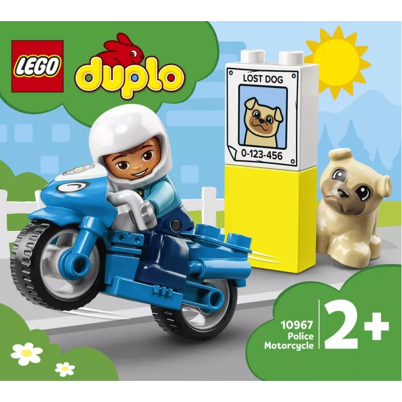 LEGO Duplo Poliisi 10967 lelumoottoripyöräsarja liikkuvilla pyörillä ja poliisihahmolla