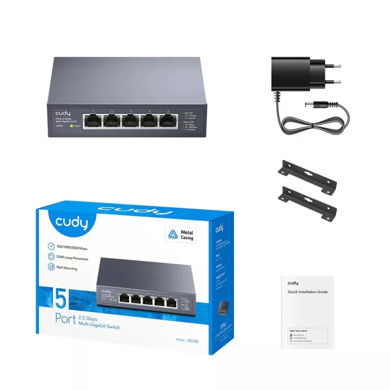 Hallitsematon verkkokytkin Cudy HS105 — 5 porttia, 100/1000/2500 Mbit/s