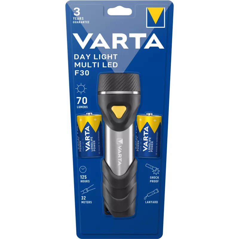 Käsivalaisin Varta Day Light Multi LED F30 musta hopea keltainen
