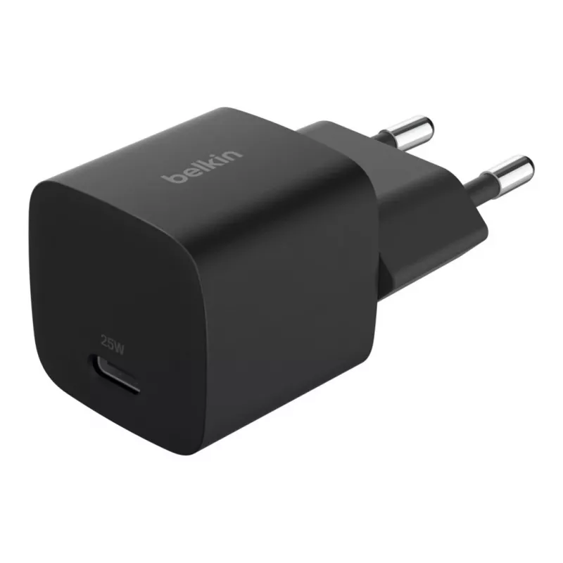 USB-C-laturi Belkin BOOSTCHARGE 25W Power Delivery musta – nopea USB‑C PD 25W seinälaturi