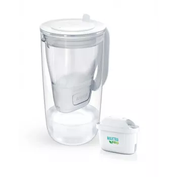 Vesikannu suodattimella BRITA Glass+1 Maxtra Pro harmaa, 2,4 L kokonaistilavuus / 1,5 L suodatettu, Maxtra Pro PP -suodatin
